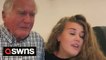 A singer and her tearful 85-year-old grandfather sing heart-felt tribute to the late Queen Elizabeth II