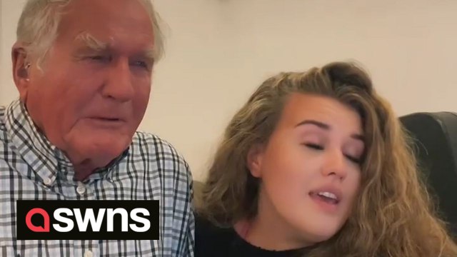 A singer and her tearful 85-year-old grandfather sing heart-felt tribute to the late Queen Elizabeth II