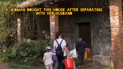 a woman bought a house in the middle of the forest at a cheap price after divorce from her husband, she went with her children, look at the condition of her house!!