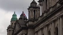 The Union Flag flies at half mast at Belfast City Hall following the death of Queen Elizabeth II