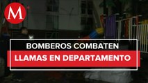 Se registra un conato de incendio en un departamento de la CdMx