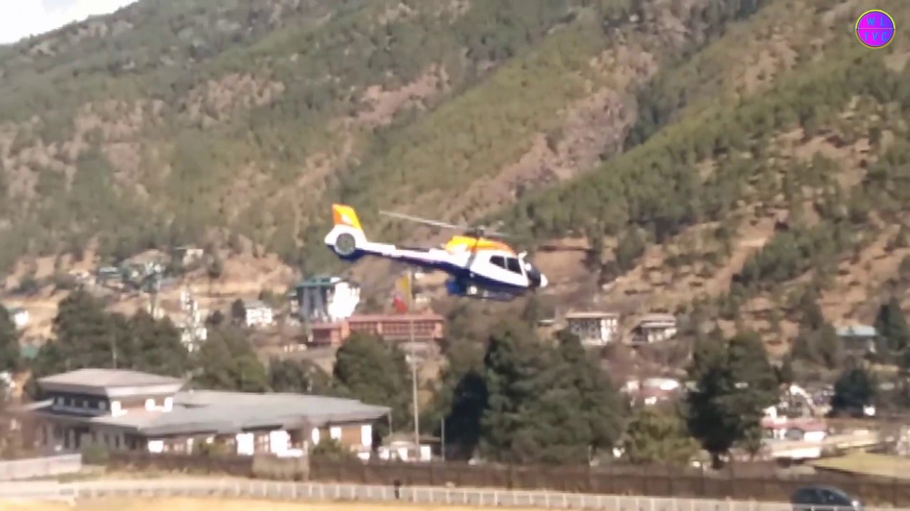 Bhutan Helicopter takes off