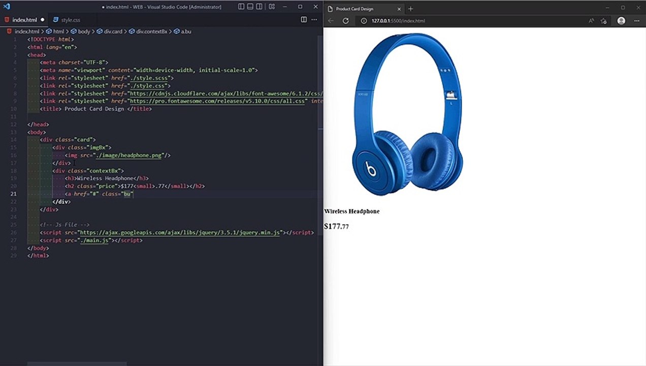 E-commerce Product Card UI Design Using HTML & CSS