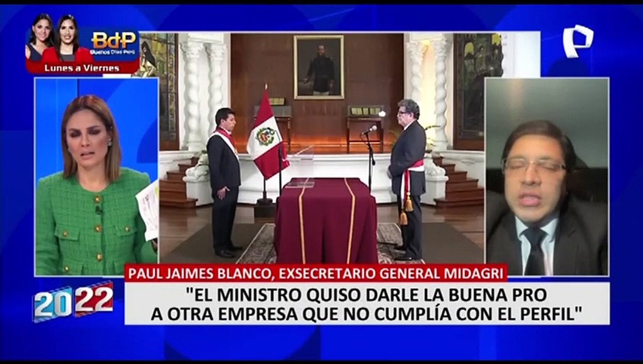 Jaimes Blanco: El ministro Alencastre quiso dar la buena pro a empresa que no cumplía el perfil
