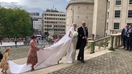 Arrivée de la princesse Laura de Belgique lors de son mariage à Bruxelles