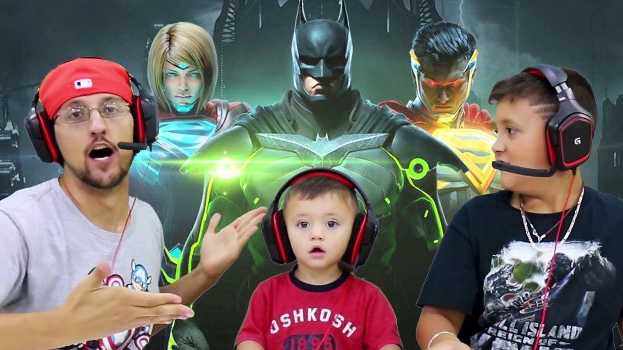SUPER HERO KIDS vs. DAD Battle! Pikachu is Savage! (FGTEEV plays INJUSTICE 2 Batman vs. Superman)