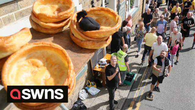 Britain competes in the World Black Pudding Throwing Championships