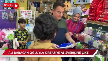 Ali Babacan oğluyla kırtasiye alışverişine çıktı