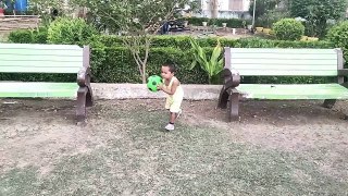 Cute Baby Playing Football Soccer Ball Wooden House | Little Baby Boy Fun Activities, Preschool Kids