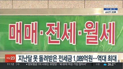 지난달 전세 보증금 사고 1,089억원…역대 최대