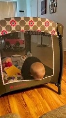 Baby Squishes Face in Mesh Netting