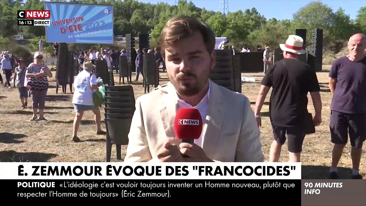 Un duplex d'un journaliste de CNews perturbé par des militants d'Eric Zemmour en plein direct - Regardez