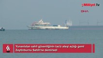 Yunanistan sahil güvenliğinin taciz ateşi açtığı gemi Zeytinburnu Sahili'ne demirledi