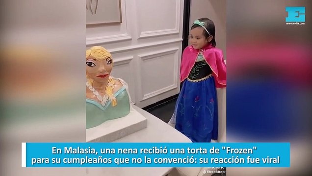 En Malasia, una nena recibió una torta de Frozen para su cumpleaños que no la convenció: su reacción fue viral