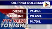Oil price rollback set tomorrow