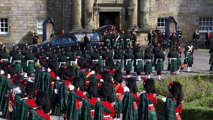 Queen Elizabeth II's coffin procession begins