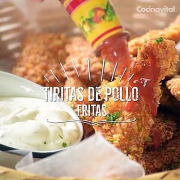 Receta fácil de Crujientes tiras de pollo empanizadas y fritas | Cocina Vital