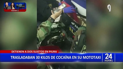 Piura: camuflan 30 kilos de clorhidrato de cocaína en mototaxi
