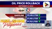 Oil price rollback, ipatutupad ngayong araw