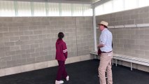 Andrew Gee inspects the new change rooms at King George Oval in Blayney