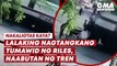 Lalaking nagtangkang tumawid ng riles, naabutan ng tren | GMA News Feed