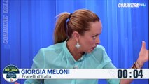 Giorgia Meloni e Enrico Letta em debate eleitoral em Itália