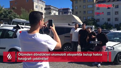 Download Video: Ölümden döndükleri otomobili otoparkta bulup hatıra fotoğrafı çektirdiler