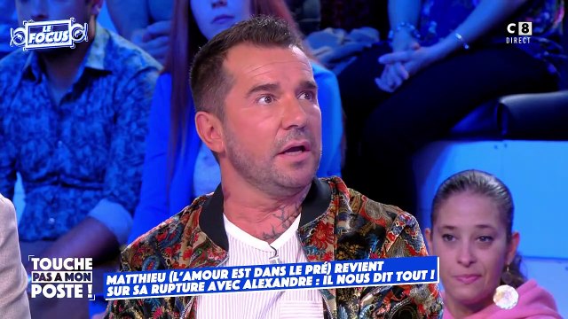 Mathieu, candidat de L'amour est dans le pré sur le plateau de Touche pas à mon poste pour parler de son divorce avec Alexandre.