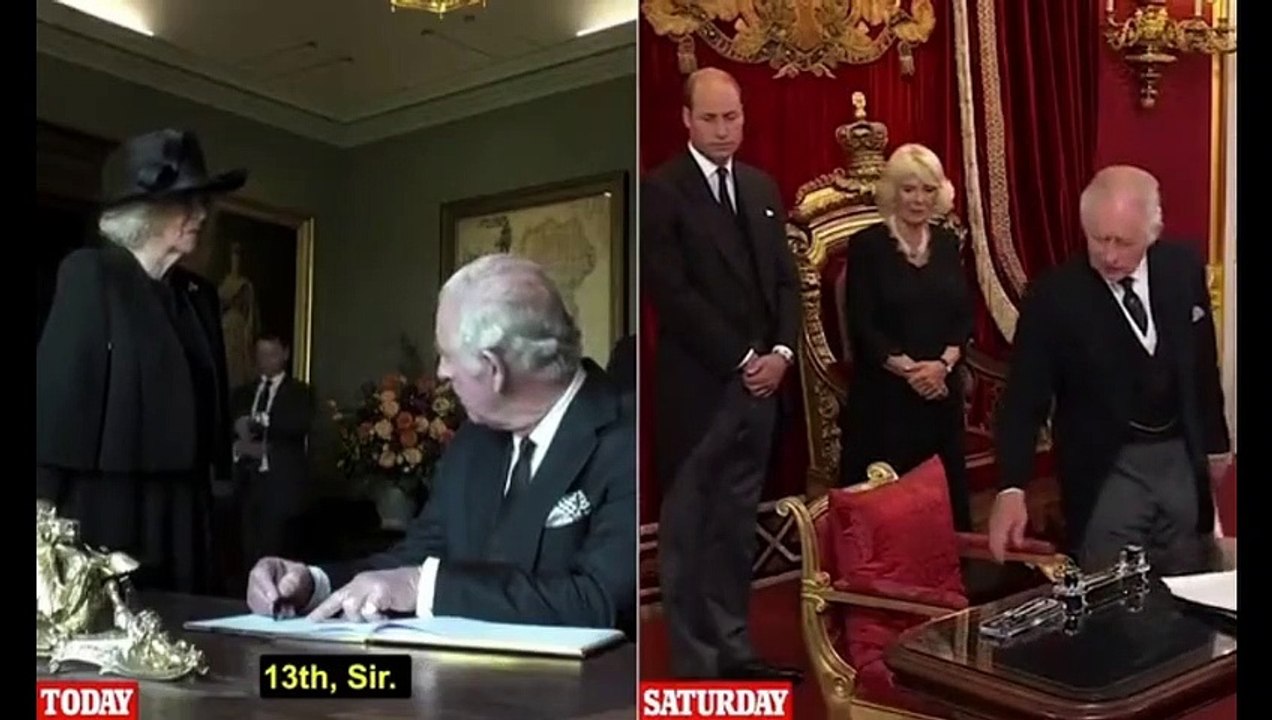 Awkward moment King Charles is given a leaking pen to sign document