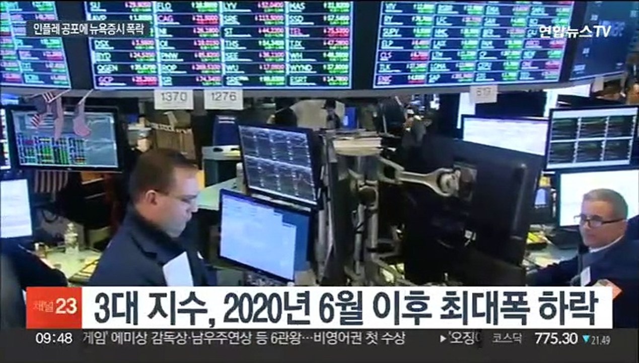 미 인플레 공포…뉴욕증시 2년만에 하루 최대 폭락