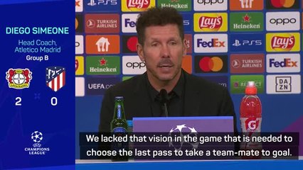 Simeone laments Atletico cutting edge in Leverkusen loss