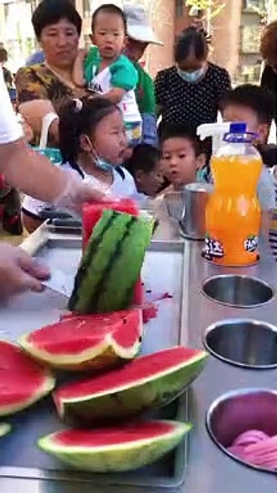 Making Ice-cream rolls with watermelon yummy