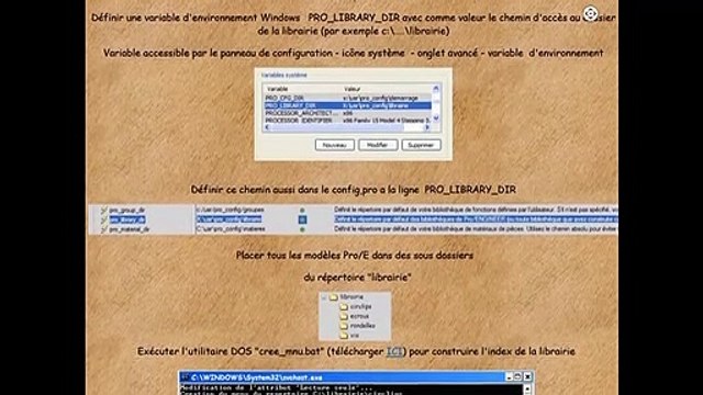 Création et mise en place d'une librairie sous PRO Engineer ou CREO Parametric.