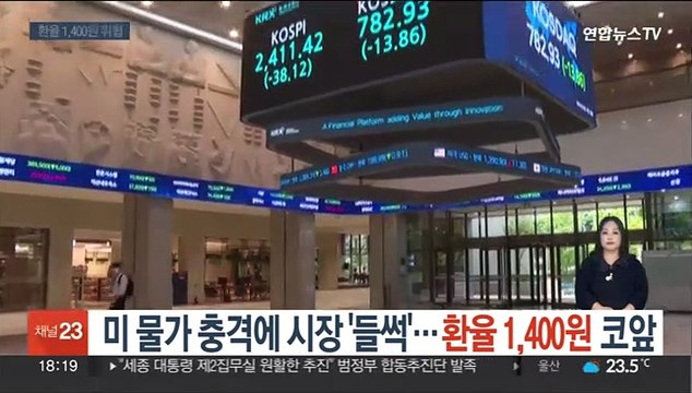 미 물가 충격에 시장 '들썩'…환율 1,400원 코앞