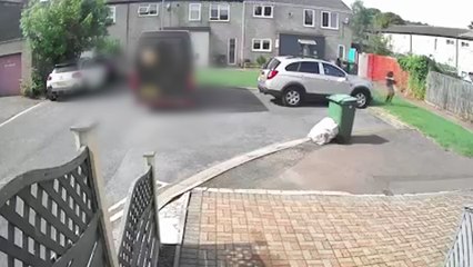 Watch as delivery driver collides with fence