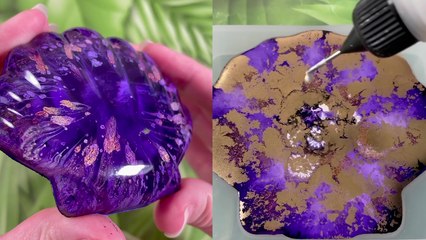 Creative artist uses alcohol ink & resin to make a BEAUTIFUL, shiny shell