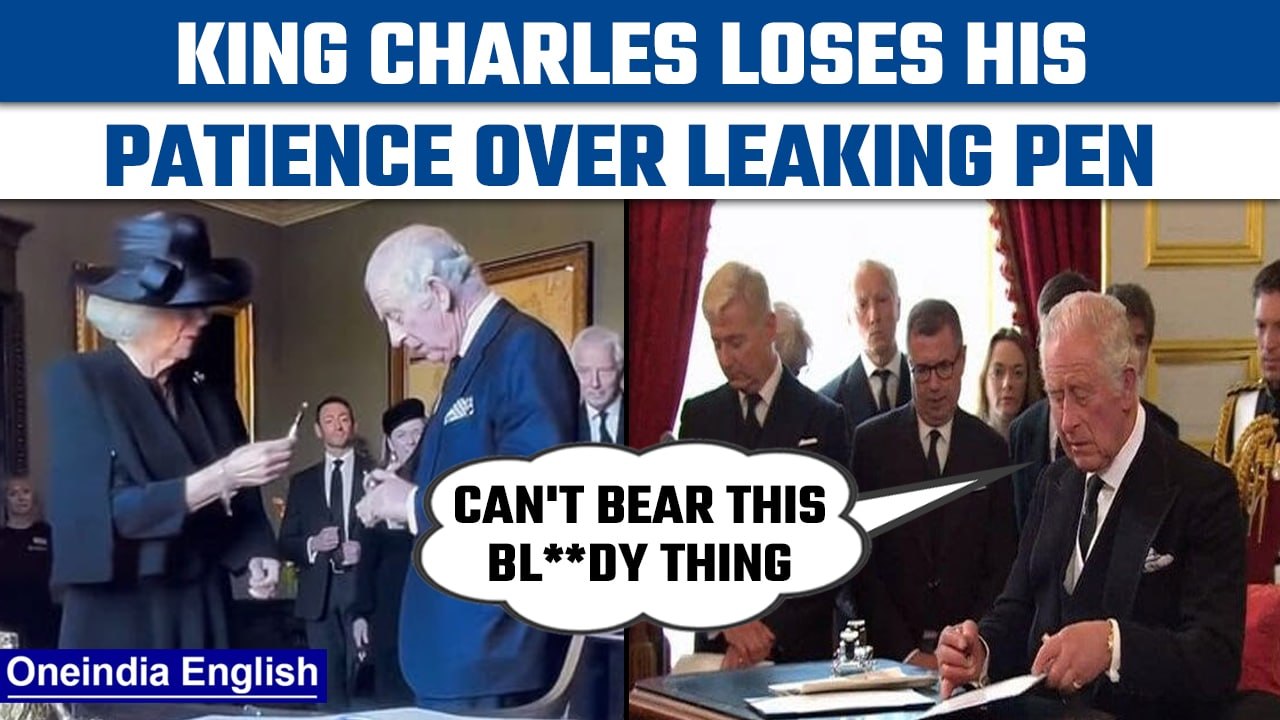 King Charles gets frustrated over leaking pen, hands it over to Camilla  | Watch |Oneindia News*News