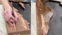 Artist creates a DETAILED faux wood grain using acrylic paint