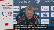 Nagelsmann happy with switched on Sane as Bayern crush Bochum