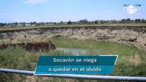 Socavón de Puebla aumenta de tamaño; registra desprendimiento de tierra