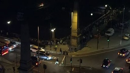 Lying in State: Crowds queue at night on Lambeth Bridge