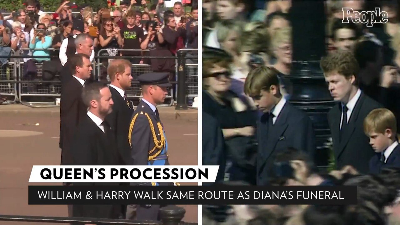 Prince William and Prince Harry at Queen's Procession Echoes Heartbreaking Walk at Diana's Funeral