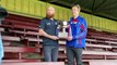 Strathfieldsaye captain Lachlan Sharp and Gisborne skipper Pat McKenna with the Bendigo Advertiser premiership cup.