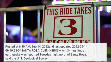 4 3 magnitude earthquake reported near Santa Rosa