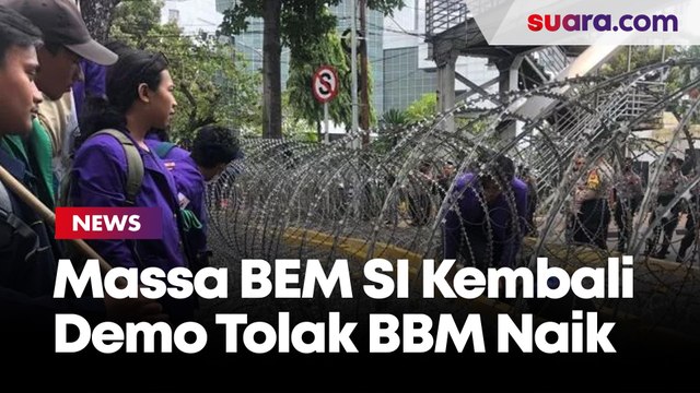 Massa BEM SI Kembali Demo Tolak Kenaikan BBM di Patung Kuda