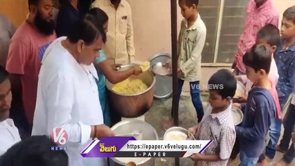 Speaker Pocharam Srinivasa Reddy Having Tiffin With Students |  V6 News (2)