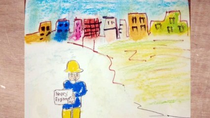 Happy Engineer's day poster drawing