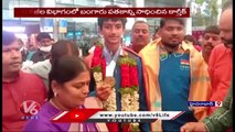 Grand Welcome To Karate Champion Karthik Reddy In Shamshabad AirPort  | Hyderabad   | V6 News (4)