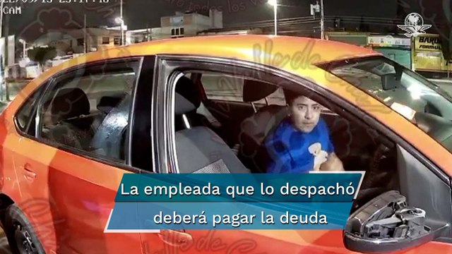 Exhiben a automovilista que llenó el tanque de su auto y se fue sin pagar en Valle de Chalco