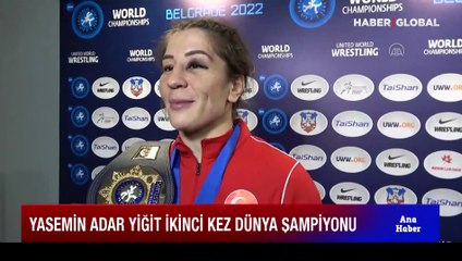 Milli güreşçi Yasemin Adar Yiğit, Mısırlı rakibini 6-0 mağlup ederek altın madalyanın sahibi oldu